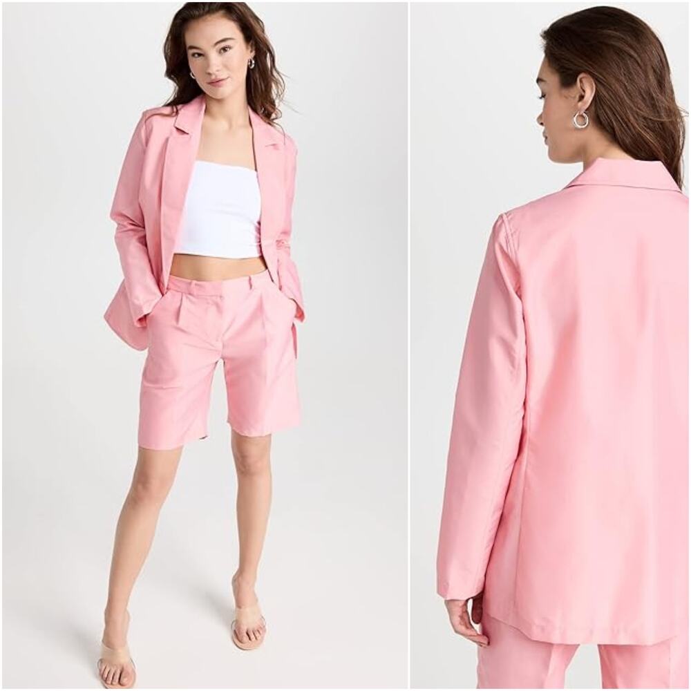 Amanda Uprichard Grady Blazer & Shorts Suit Set in Pink size Small